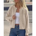 thumbnail image 3 of FreshPretty Cardigan Sweaters for Women Fall Long Sleeve Lightweight Knit,Button Front,Crewneck Drop Shoulder Business Casual Outfits,Soft Textured Cropped Sweater,Loose Daily Wear Travel Vacation, 3 of 8