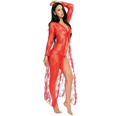 

Jsaert Lingerie for Women Sexy Long Lace Dress Sheer Gown See Through Kimono Robe