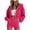 Hot Pink, variant on Women's Fleece Hoodie Shorts Set Long Sleeve Cropped Sweatshirt Drawstring Two Piece Tracksuit for Fall Winter Workout