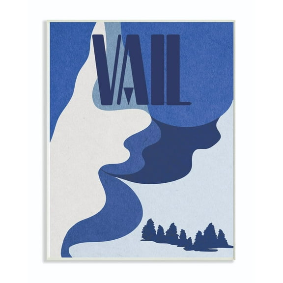 Stupell Industries Vail Abstract Blue Mountain Design Wall Plaque Art by Daphne Polselli