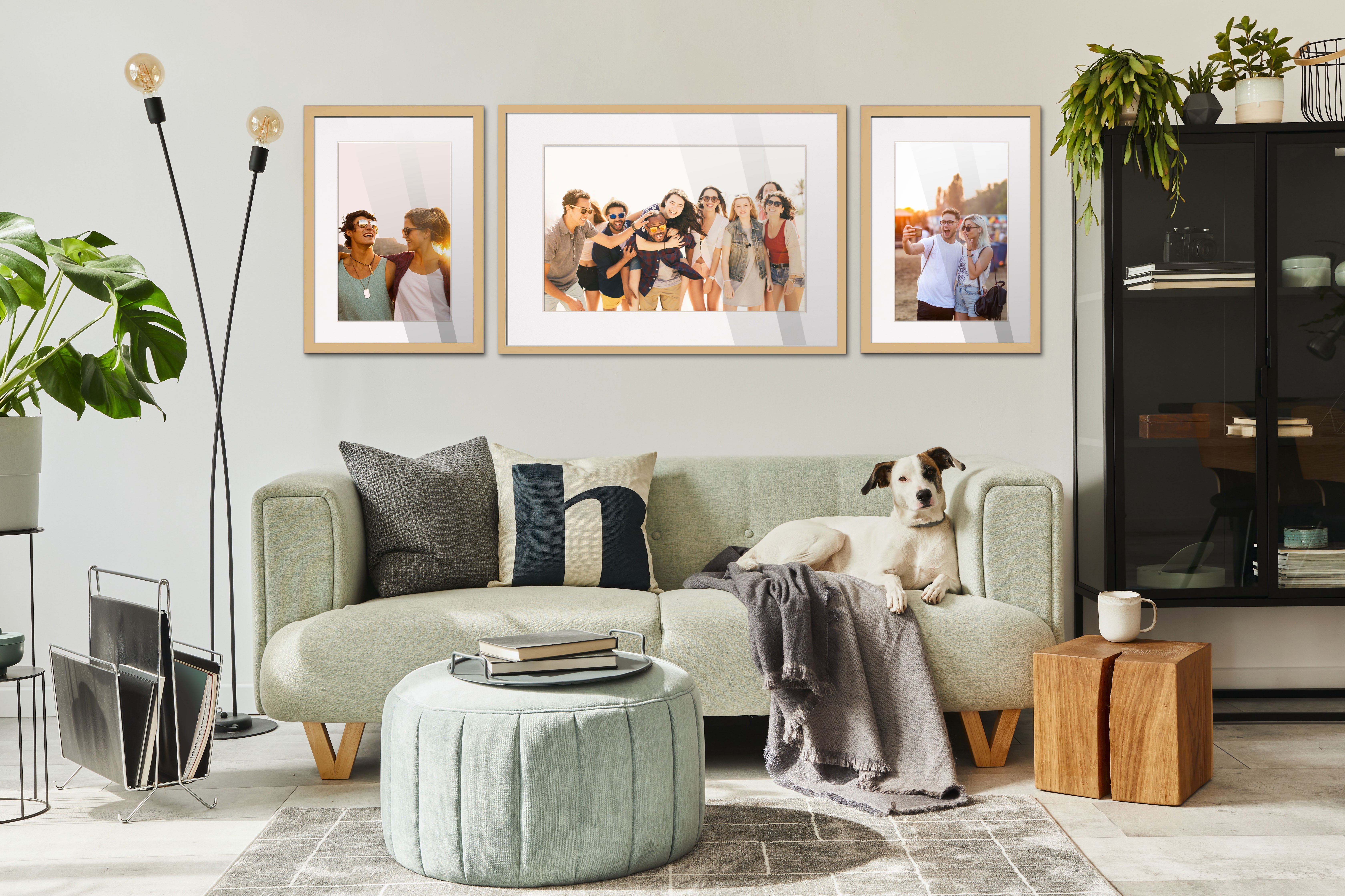 14x17 Natural Picture Frame with 11.5x14.5 White Mat Opening for 12x15 Image, 0.75 Inch Border, UV