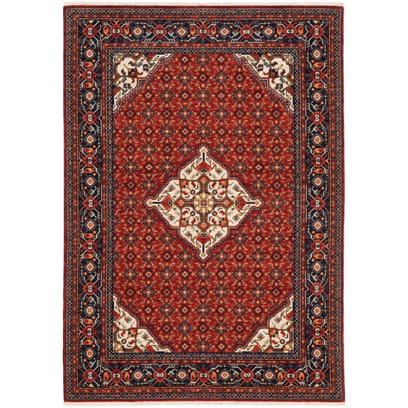 Moretti Overture Area Rug 001C6 Traditional Red Diagonals Medallion 9' 10" x 12' 10" Rectangle