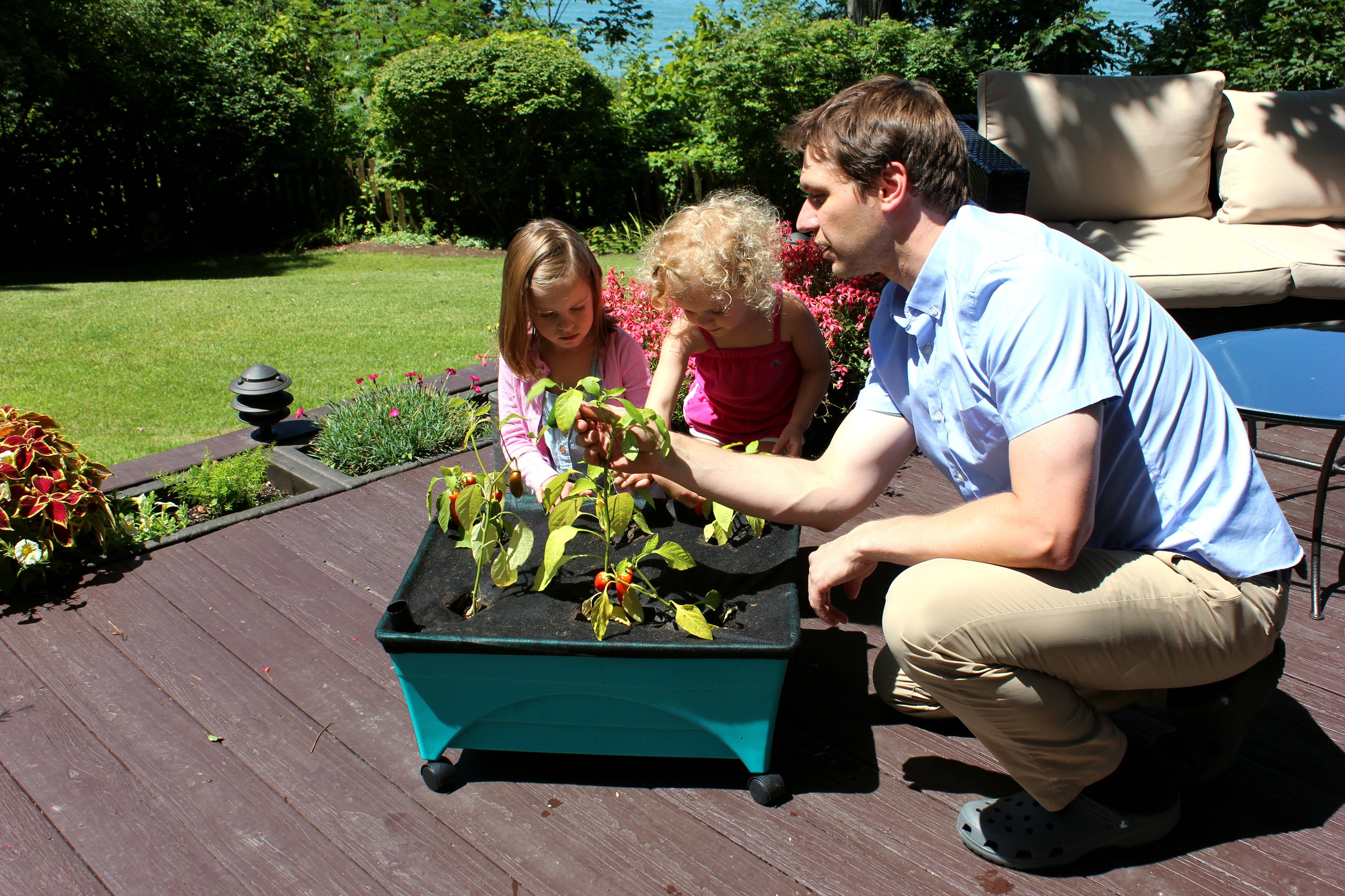 Emsco Group-  Little Pickers Garden Grow Box  Raised Bed with Self-Watering, Improved Aeration, Mobile Casters - Teal