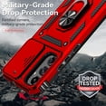 thumbnail image 4 of for Samsung Galaxy A34 5G Case with Slide Camera Cover HD Screen Protector [ Grade 16ft. Drop Tested]  Ring Holder Kickstand Protective Phone Case for Samsung Galaxy A34 5G, Red, 4 of 16