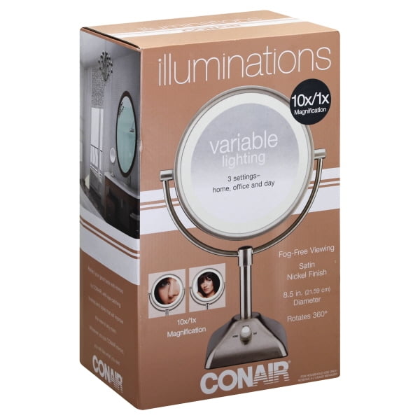 Conair Variable Lighted 1X/10X Mirror in Satin Nickel