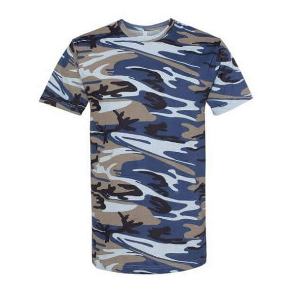 Adult Woodland Camouflage Short Sleeve T-Shirt , Blue Woodland , S
