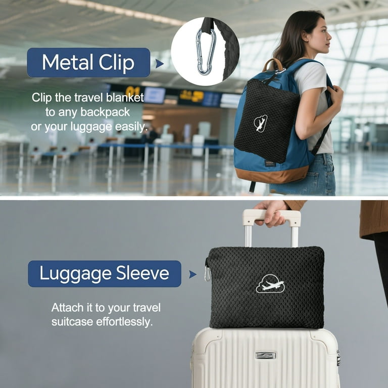 Sanmadrola Travel Blanket and Pillow Set 2-in-1, Ultra-Soft