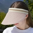 thumbnail image 4 of ZACPNCV Sun Visor Hat for Women Wide Brim Straw Visors Beach Hat Ponytail UV UPF Packable Foldable Travel Pink Free Size, 4 of 7