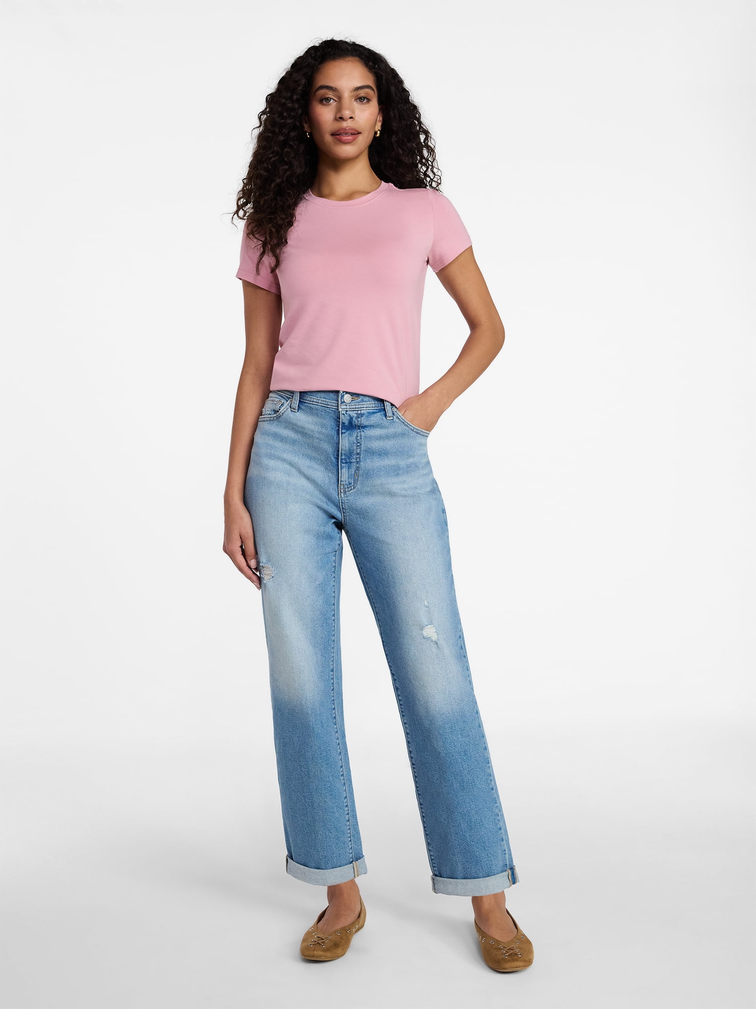 Time and Tru Women's Relaxed Boyfriend Jeans, 26" Inseam, Sizes 0-22