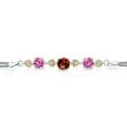 thumbnail image 2 of Gem Stone King 925 Sterling Silver and 10k Yellow Gold Red Garnet Pink Created Sapphire and White Lab Grown Diamond Bracelet for Women (3.58 Cttw, Round 7MM and 6MM, 6.5/7/7.5 inch, Made in Italy), 2 of 4