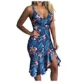 thumbnail image 1 of Femmes Été V Cou Sans Manches Imprimé Couleur Casual Robe Volant, 1 of 4