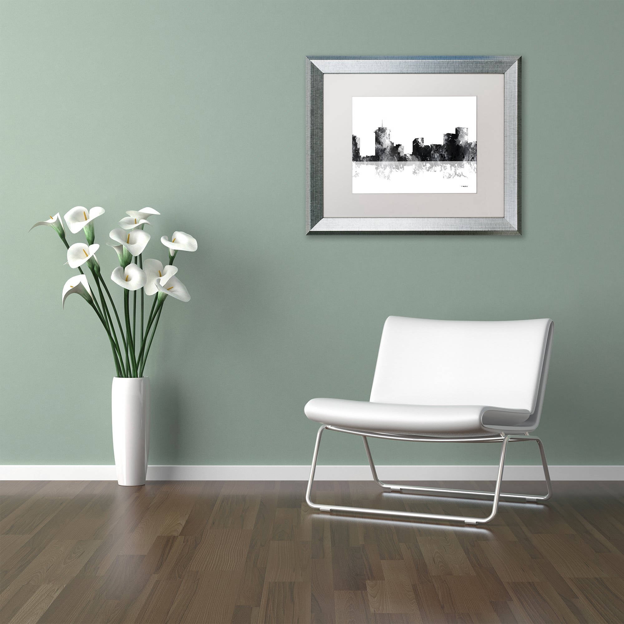 Trademark Fine Art "New Orleans Louisiana Skyline BG-1" Canvas Art by Marlene Watson, White Matte, Silver Frame