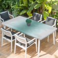 thumbnail image 2 of Teal Grey Ombre Table Cloths for 5 Foot Rectangle Tables, Farmhouse Gradient Minimalist Patio Waterproof Elastic Fitted Tablecloths, Washable Rectangular Table Cover for Camping, 2 of 8