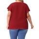 thumbnail image 3 of Blusas de verano casuales de talla grande para mujer Agnes Orinda, con textura, cuello en V con muesca y mangas con volantes, 3X, rojas, 3 of 6