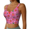 thumbnail image 2 of Gukieu Strawberry Floral Print Women's Sports Vest, Low-neck U-shaped Removable Pad Sports Bra for Yoga, Exercise, Dance-Large, 2 of 8