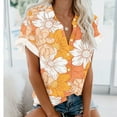 thumbnail image 5 of Birdeem Blouse Décontractée à Manches Courtes Imprimée Florale Col en V pour Femmes, 5 of 5