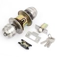 thumbnail image 4 of Unique Bargains Bedroom Bathroom Door Metal Privacy Round Handle Knob Lock Lockset w Keys, 4 of 4