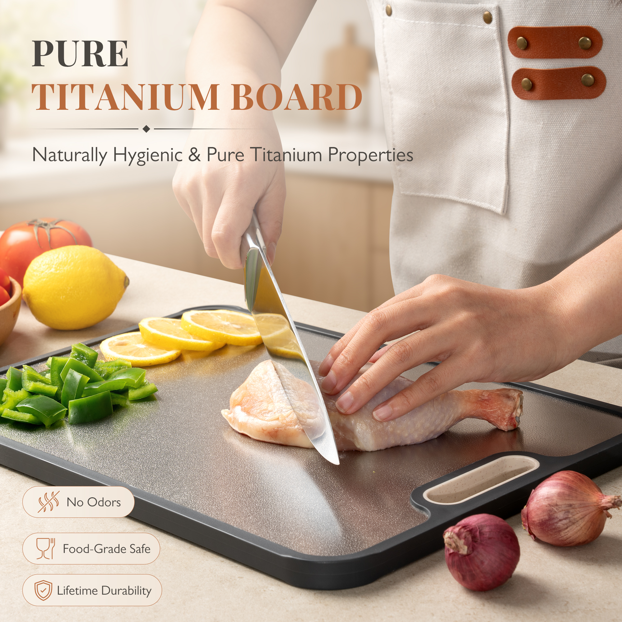 Astercook Titanium Dual-Sided Cutting Board, Gray photo 2