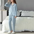 thumbnail image 4 of BONIXOOM Family Christmas Pajamas Christmas Pajamas For Women Loungewear None Long Sleeve Solid Sleepwear Sets Sky Blue L, 4 of 7
