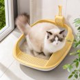 thumbnail image 5 of Cat Litter Pan, 14"x18"x6" Semi Enclosed High Sided Box for Kittens, with Scoop _ #06 _ C _ Yellow, 5 of 6