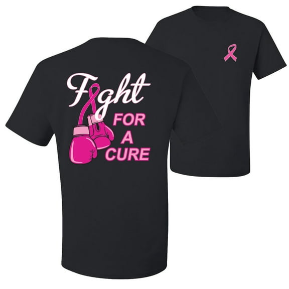 Wild Bobby Breast Cancer Awareness Fight for a Cure Fight Support Front and Back Unisex Tee , Black, X-Large