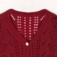 thumbnail image 5 of XPMWRP Women's Button Down Cardigan Sweaters Cable Knit Sweater Fall Winter Chunky Open Front Solid Color Loose Coats Red XL, 5 of 5