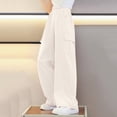 thumbnail image 2 of TOWED22 Girls Oversized Wide Leg Sweatpants Kids Baggy Straight Leg Track Pants Casual Plain Pockets Joggers(Beige,140), 2 of 4
