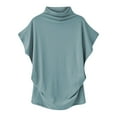 thumbnail image 2 of Asxite Womens Tops Short Sleeve Trendy Solid Color Round Neck Loose Breathable Casual Blouse, 2 of 4