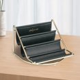 thumbnail image 3 of Trayknick Desk Organizer Sunglasses Storage Rack Table Remote Holder Makeup Storage Rack Tray Faux Leather 4-ply Desktop Organizer Hammock for Glasses Phones, 3 of 8