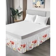thumbnail image 4 of Pastoral Flowers Bed Skirt Colorful Floral Leaves Plants Watercolor Bed Skirts Queen Size 18 Inch Drop, Wrap Around Dust Ruffle&nbsp;Bedskirt with Adjustable Elastic Belt for Queen Size Beds, 4 of 7