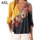 thumbnail image 1 of Blusa Camisa con cuello en V y estampado floral Blusa suelta de manga larga Top de mujer, Amarillo, 4XL Speravity AP002021-31, 1 of 5