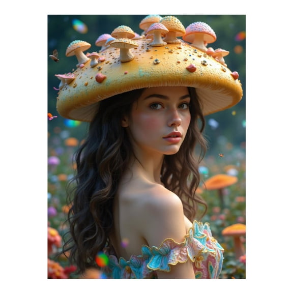 Diamond Art Kits for Adults - Mushroom Fairy Fantasy Portrait 5d Diamond Painting for Adults, Diamond Art for Adults Beginners, Frameless Diamond Painting Kits for Adults for Home Wall Decor