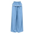 thumbnail image 6 of Women Fall And Winter Lace Trimmed Loose Casual Pants Solid Color Pocket Pants Sporty Gym Athletic Fit Jogger Pants M Sky Blue Womens Cargo, 6 of 6