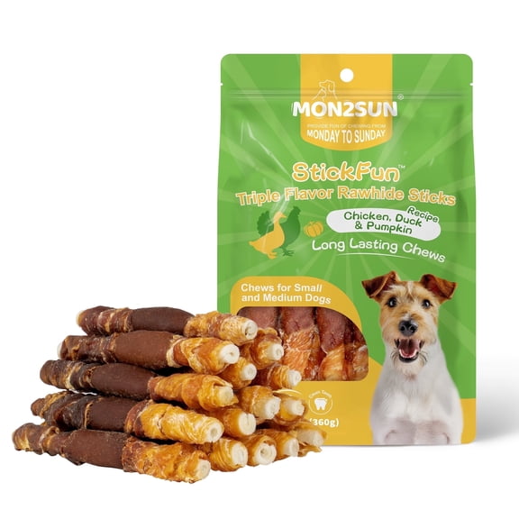 MON2SUN Chicken Liver Duck & Chicken Wrapped Rawhide Small Dog Treats, 13 oz (18 Count)