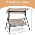 thumbnail image 2 of Spaco 3-Person Outdoor Patio Porch Swing, Outdoor Swing Chair with Adjustable Canopy and 900 Lbs Weight Capacity, Porch Swing for Outdoor, Beige, 2 of 7