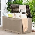 thumbnail image 6 of Devoko 105 Gallon Resin Deck Box Outdoor Lockable Storage Bench with Cushions Waterproof Storage Box,Brown, 6 of 7