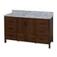 thumbnail image 6 of California 60" Single Bathroom Vanity with Walnut Cabinet and Carrara Marble Top, 6 of 6