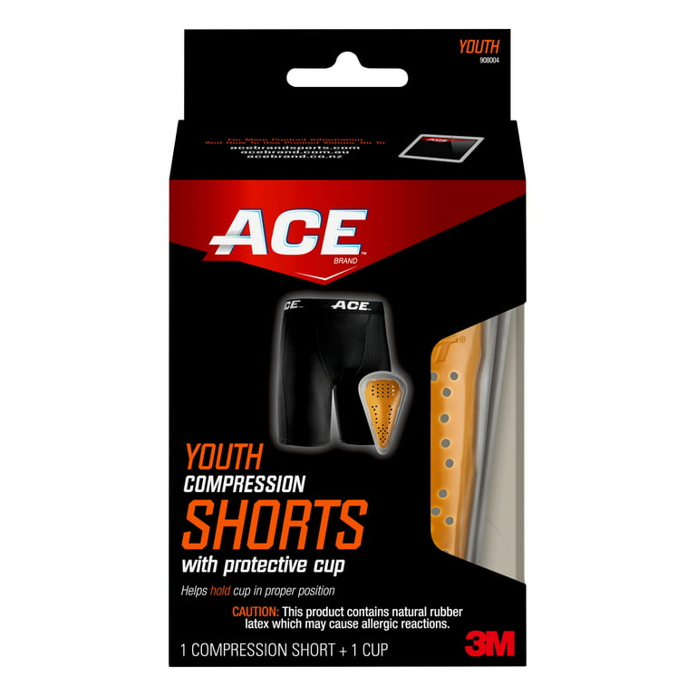 ACE Brand Compression Short and Cup, Youth, S/M, Ideal for Football 