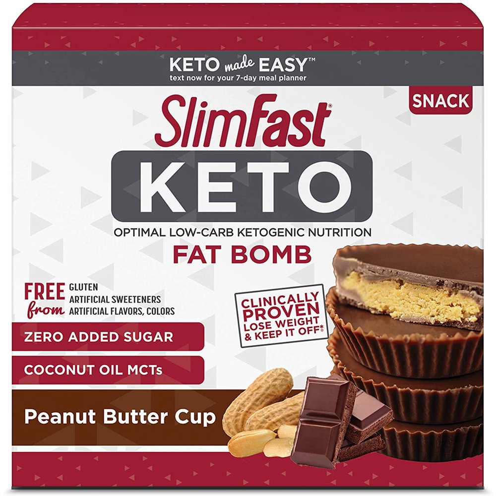 SlimFast Keto Fat Bomb Snacks, Peanut Butter Cup, 17 Grams ...