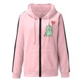 thumbnail image 3 of IROINNID Women's Casual Mid-Length Coat Print Zip Up Long Sleeve Hoodie Outwear, Pink, 3 of 5