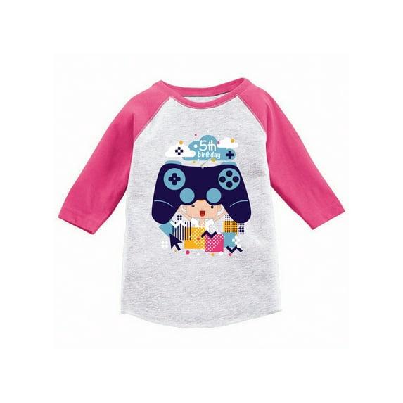 Awkward Styles Video Game Birthday Toddler Raglan Kids 5th Birthday Party Funny Gamer Birthday Party Video Game Tshirt for Kids Video Game Gifts for 5 Year Old I'm Five Birthday Baseball Shirt