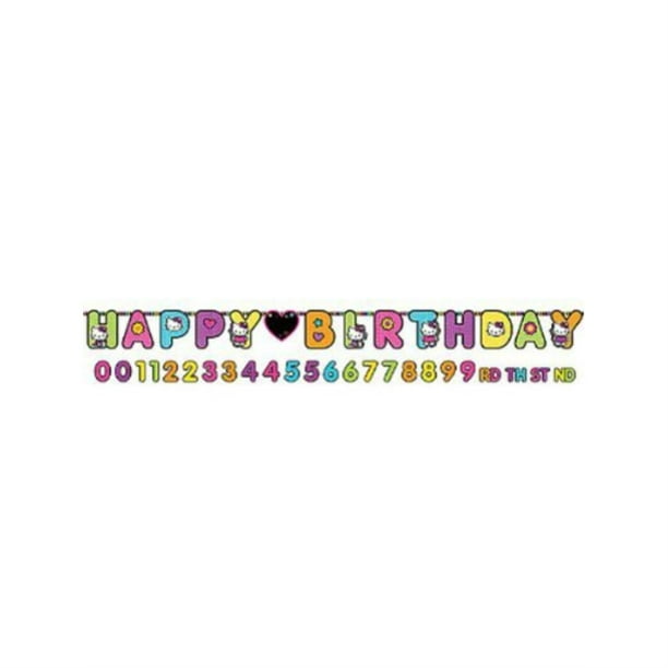 hello kitty neon tween jumbo letter birthday banner 1ct walmart