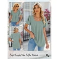 thumbnail image 7 of Hibeli Women Square Neck Pleated Short Sleeve Curved Hem Solid Color Pullover Top, 7 of 7