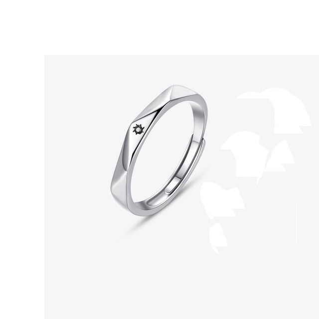 Anillo de pareja de sol y luna de plata esterlina S925 para hombre y mujer, par de anillos de pareja de sol y luna para celebrar la marea, joyería