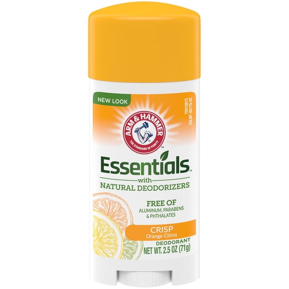 Arm & Hammer Essentials Deodorant- Orange Citrus- Solid Oval- 2.5oz- Made with Natural Deodorizers- Free From Aluminum, Parabens Phthalates