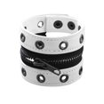 thumbnail image 4 of Gothic Zipper Wristband Wide Jewelry PU Leather Punk Bracelet for Women Men White, 4 of 7