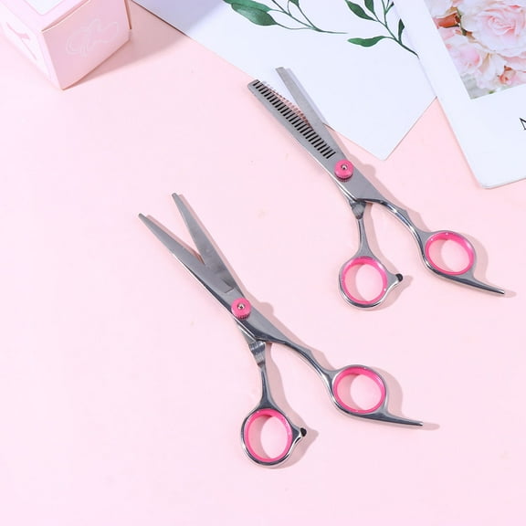 LULULION Barber Accessories Hair Cutting Scissors Pink Professional for Home Salon 2Pcs
