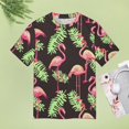 thumbnail image 4 of Flamingo Pattern Womens Tops Women's Fashion Casual Short Sleeve Flower Print Round Neck Pullover Top Blouse, 4 of 6