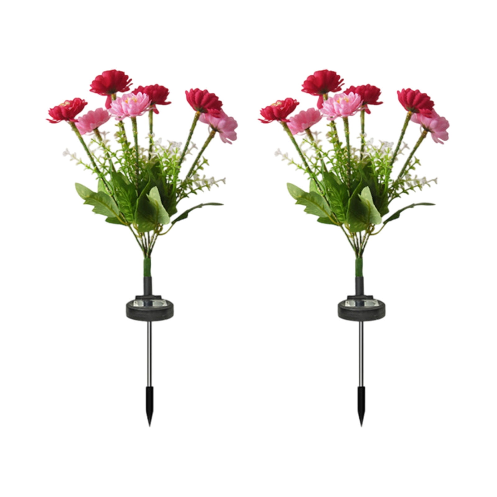 Solar Garden Lights LED Colorful Waterproof Realistic Solar Powered Snow Lotuss Landscape Lights Automatic Lighting In Darkness for Pathway Patio Yard Garden Decor (Rose red + Pink)