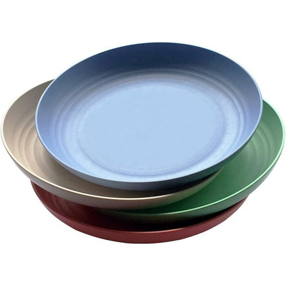 greenandlife Lightweight Wheat Straw Plates - 4 Pack 10inch Unbreakable Dinner Plates, Dishwasher & Microwave Safe, BPA free, for Kids & Adults